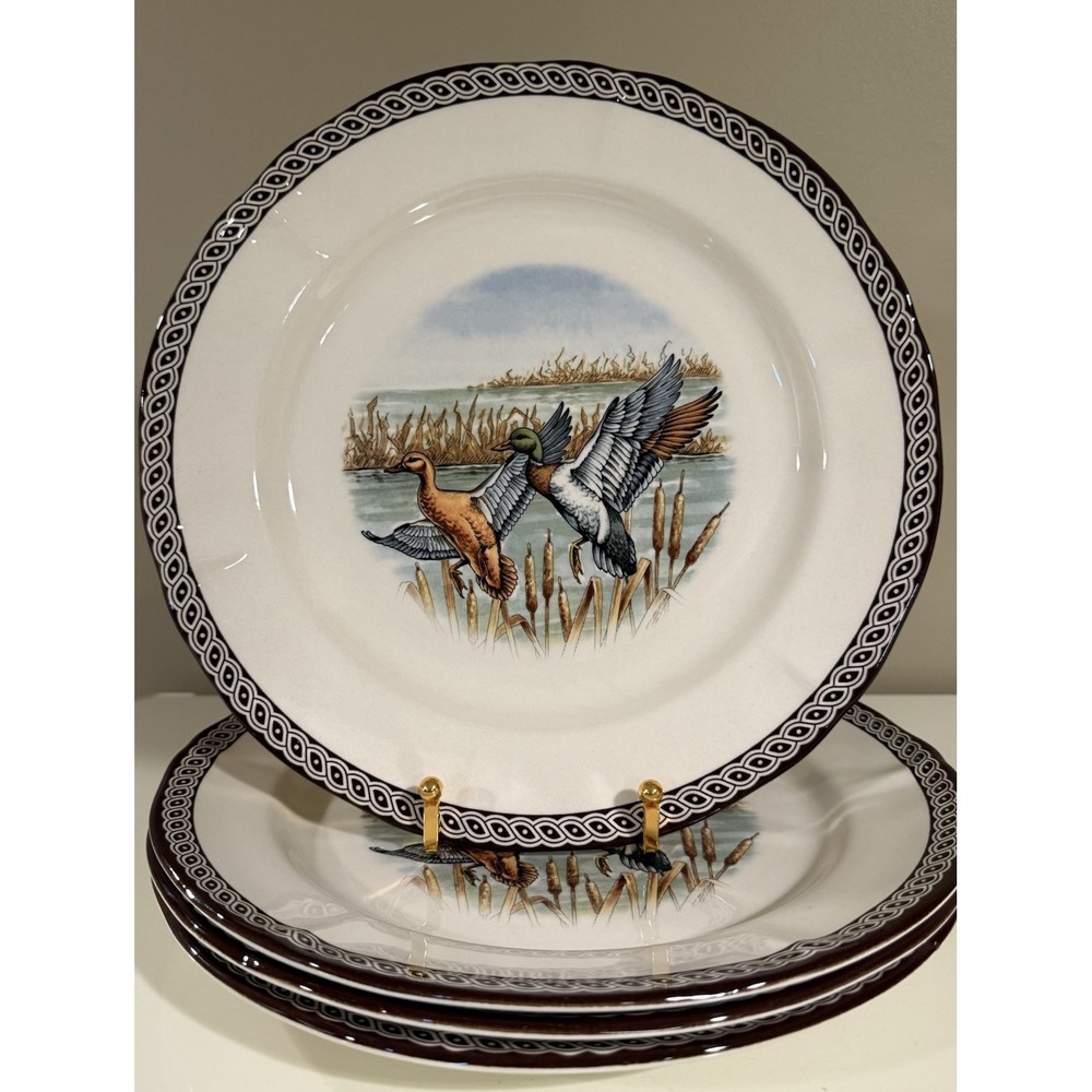 Set of 4 LEGEND British Heritage Earthenware Fall Mallard Ducks Dinner Plates